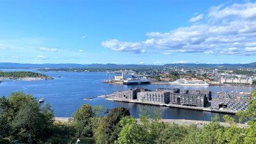 обоя города, осло , норвегия, панорама