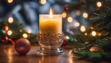 Картинка праздничные новогодние+свечи свеча огонек подсвечник шарик