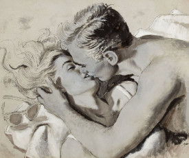Картинка arthur saron sarnoff рисованные мужчина женщина поцелуй