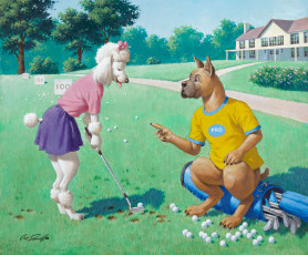Картинка arthur saron sarnoff рисованные гольф собаки
