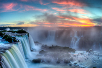 Картинка природа водопады поток закат