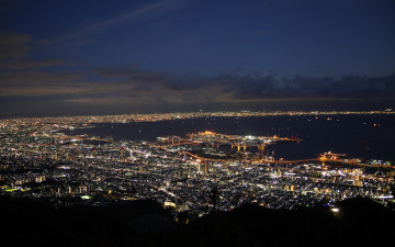 Картинка города огни ночного облака вечер