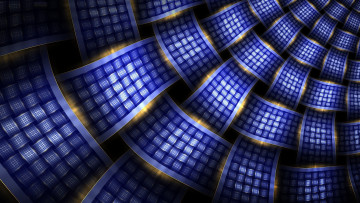 Картинка 3д графика fractal фракталы синий свечение плетение линии