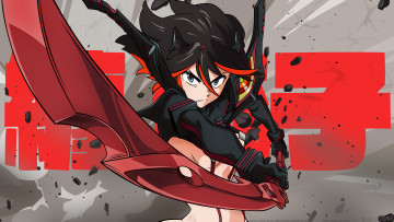 Картинка аниме kill+la+kill удар девушка меч
