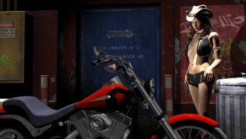 Картинка мотоциклы 3d шляпа мотоцикл взгляд фон девушка