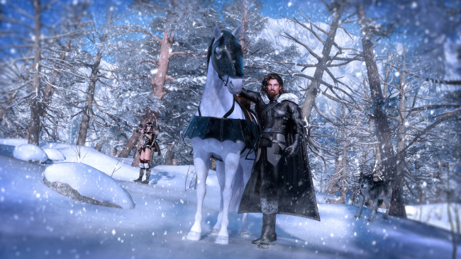 Обои картинки фото 3д графика, фантазия , fantasy, взгляд, мужчина, лошадь, фон