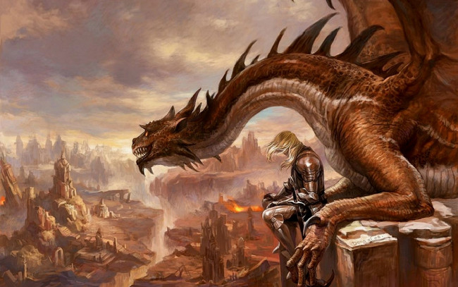 Обои картинки фото фэнтези, драконы, dragon, reptile, cliffs, lava, armor