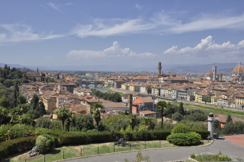 Картинка города -+панорамы река панорама дома флоренция небо италия арно