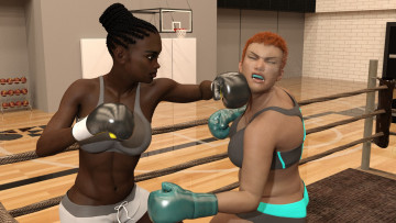 Картинка 3д+графика спорт+ sport девушки бокс фон взгляд