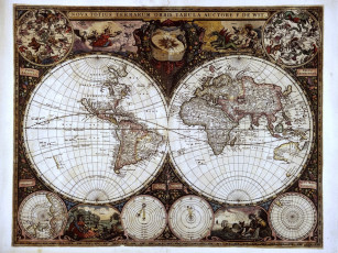 обоя разное, глобусы, карты, карта, старинный, полушария