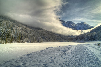 обоя austrian, alps, природа, горы, дорога, снег