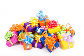 Картинка праздничные подарки коробочки бантики