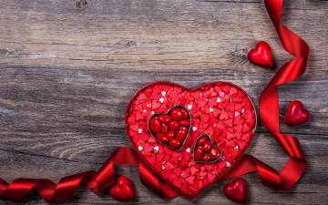 Картинка праздничные день+святого+валентина +сердечки +любовь valentine's day romantic heart love ribbon wood сердечки сердце лента романтика