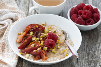 обоя еда, разное, dried, fruits, raspberry, porridge, breakfast, сухофрукты, завтрак, каша, малина