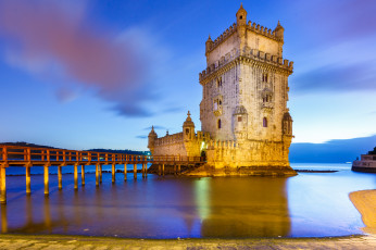 Картинка belem+tower+in+lisbon города лиссабон+ португалия крепость башня