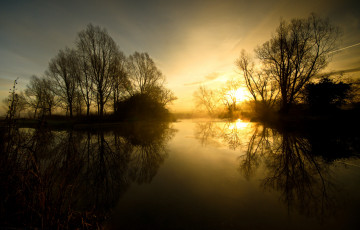 Картинка природа восходы закаты река лес