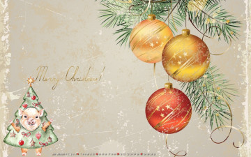 Картинка календари праздники +салюты шар игрушка поросенок елка