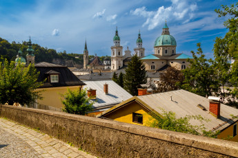 обоя города, зальцбург , австрия, панорама, собор