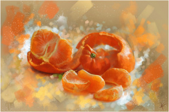 Картинка рисованные еда мандарин