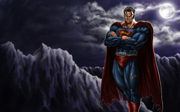 Картинка супермен фэнтези люди superman луна ночь