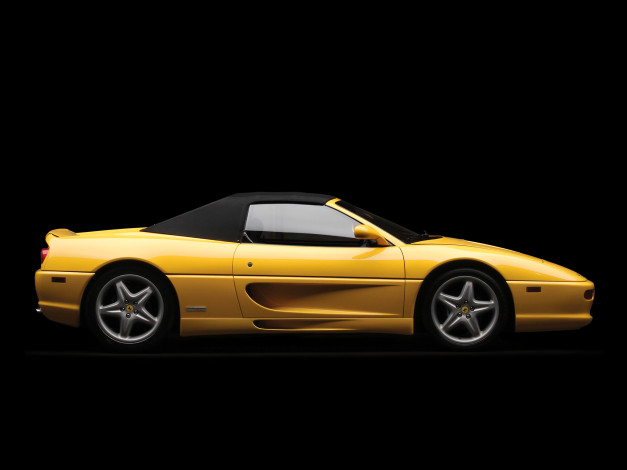 Обои картинки фото автомобили, ferrari, желтый, 1994г, us-spec, spider, f355