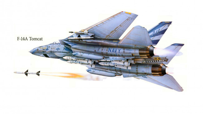Обои картинки фото авиация, 3д, рисованые, v-graphic, томкэт, самолет, истребитель, ф-14, атака, сша