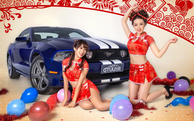 Обои картинки фото автомобили, авто с девушками, девушки, автомобиль, азиатки, улыбка