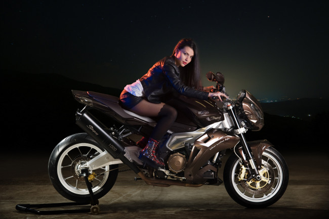 Обои картинки фото vilner-aprilia-stingray, мотоциклы, мото с девушкой, stingray