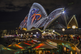 Картинка sydney+opera+house города сидней+ австралия ночь опера здание площадь