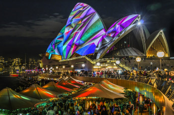 Картинка sydney+opera+house города сидней+ австралия площадь опера здание ночь