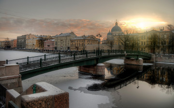 Картинка города санкт-петербург +петергоф+ россия зима фонтанка