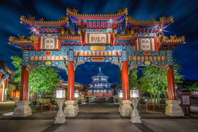Обои картинки фото beautiful gates of china,  - world showcase, города, - другое, врата, дорожка, парк