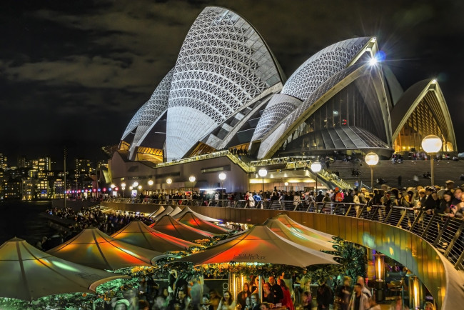 Обои картинки фото sydney opera house, города, сидней , австралия, здание, опера, площадь, ночь