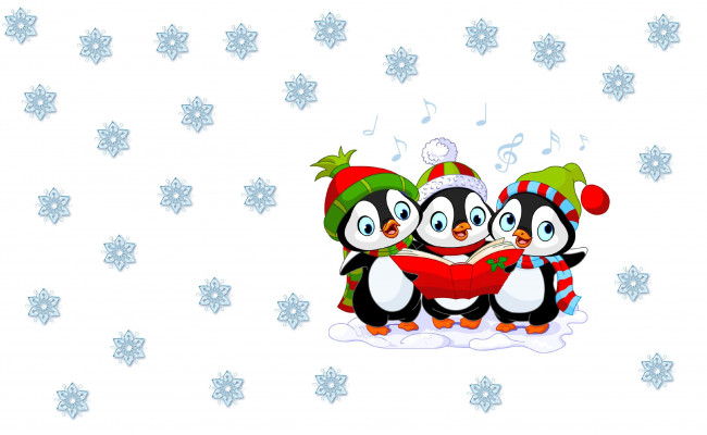 Обои картинки фото праздничные, векторная графика , новый год, новый, год, настроение, детская, зима, арт, шапочка, праздник, снежинка, пингвин, минимализм