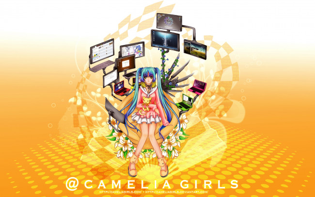 Обои картинки фото camelia, girls, visual, novel, аниме, headphones, instrumental