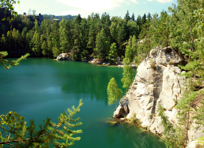 Обои картинки фото природа, реки, озера, вода, скалы, деревья