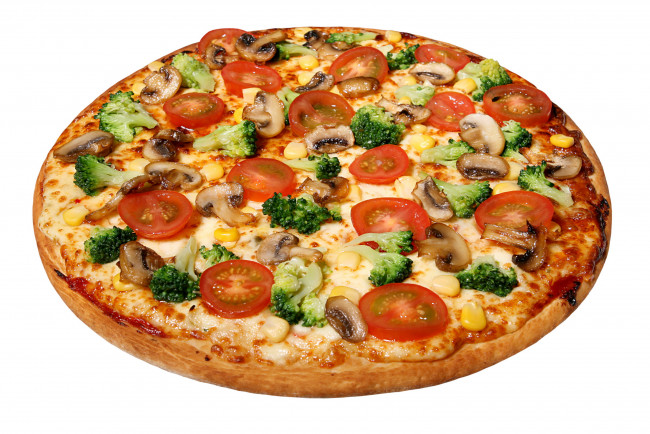Обои картинки фото еда, пицца, зелень, помидоры, томаты