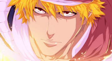 Картинка аниме bleach серьёзность взгляд парень рыжий лицо блич куросаки ичиго