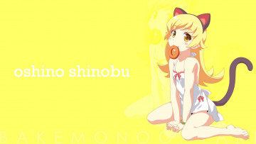 Картинка bakemonogatari аниме хвост oshino shinobu ушки вампир девушка пончик платье арт