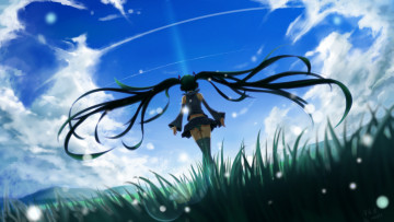 Картинка vocaloid аниме наушники облака небо девушка hatsune miku xiaoyin li арт
