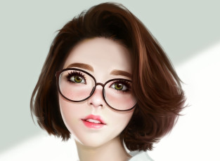 Картинка рисованное люди лицо арт девушка asian красота очки взгляд