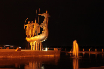 Картинка города -+памятники +скульптуры +арт-объекты основатели набережная днепр памятник ночной город киев