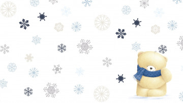 Картинка рисованное мишки+тэдди шарфик зима снежинки мишка