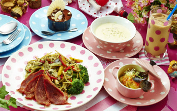 Картинка еда разное салат коктейль суп десерт овощи мясо паста ассорти блюда