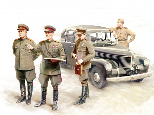 Обои картинки фото рисованное, армия, автомобиль, солдаты