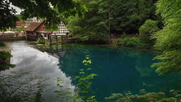 Картинка природа реки озера источник блау в южной германии blautopf j