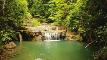Картинка природа водопады таиланд канчанабури джунгли водопад хуай мае хамин