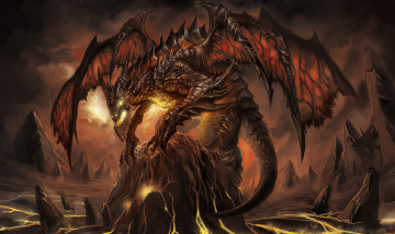 Картинка фэнтези драконы монстр дракон пламя пасть крылья чудище