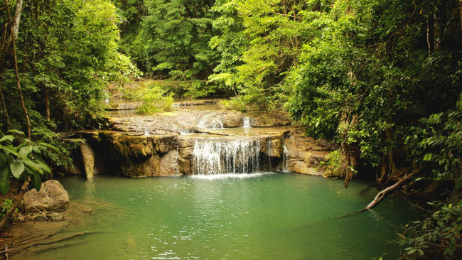Обои картинки фото природа, водопады, таиланд, канчанабури, джунгли, водопад, хуай, мае, хамин