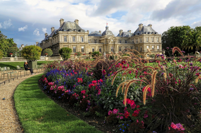 Обои картинки фото luxembourg gardens,  paris, города, париж , франция, дворец, парк